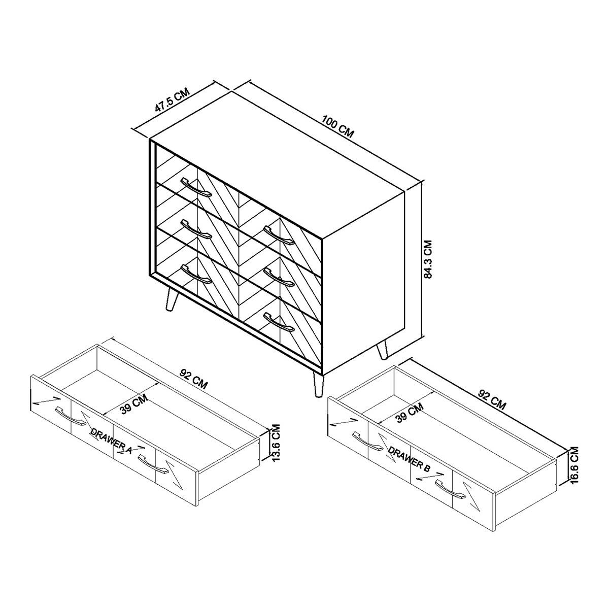Bentley Designs Sienna 三層抽屜櫃