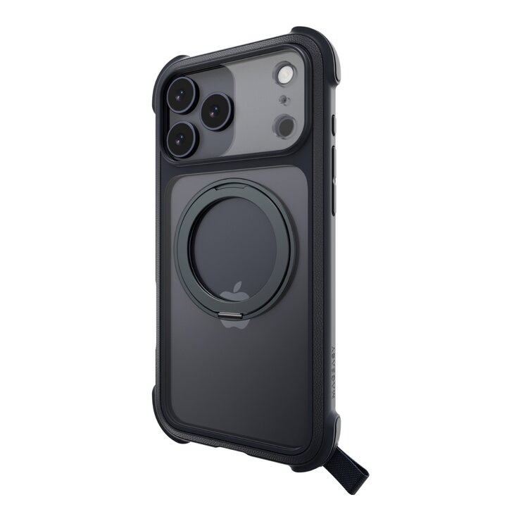 MAGEASY Odyssey Stand M 超軍規防摔磁吸支架手機殼 iPhone 17 Pro Max(皮革午夜) + 鏡頭保護貼Lenz 鈦合金(迷霧鈦) + Vetro 9H 鋼化玻璃保護膜