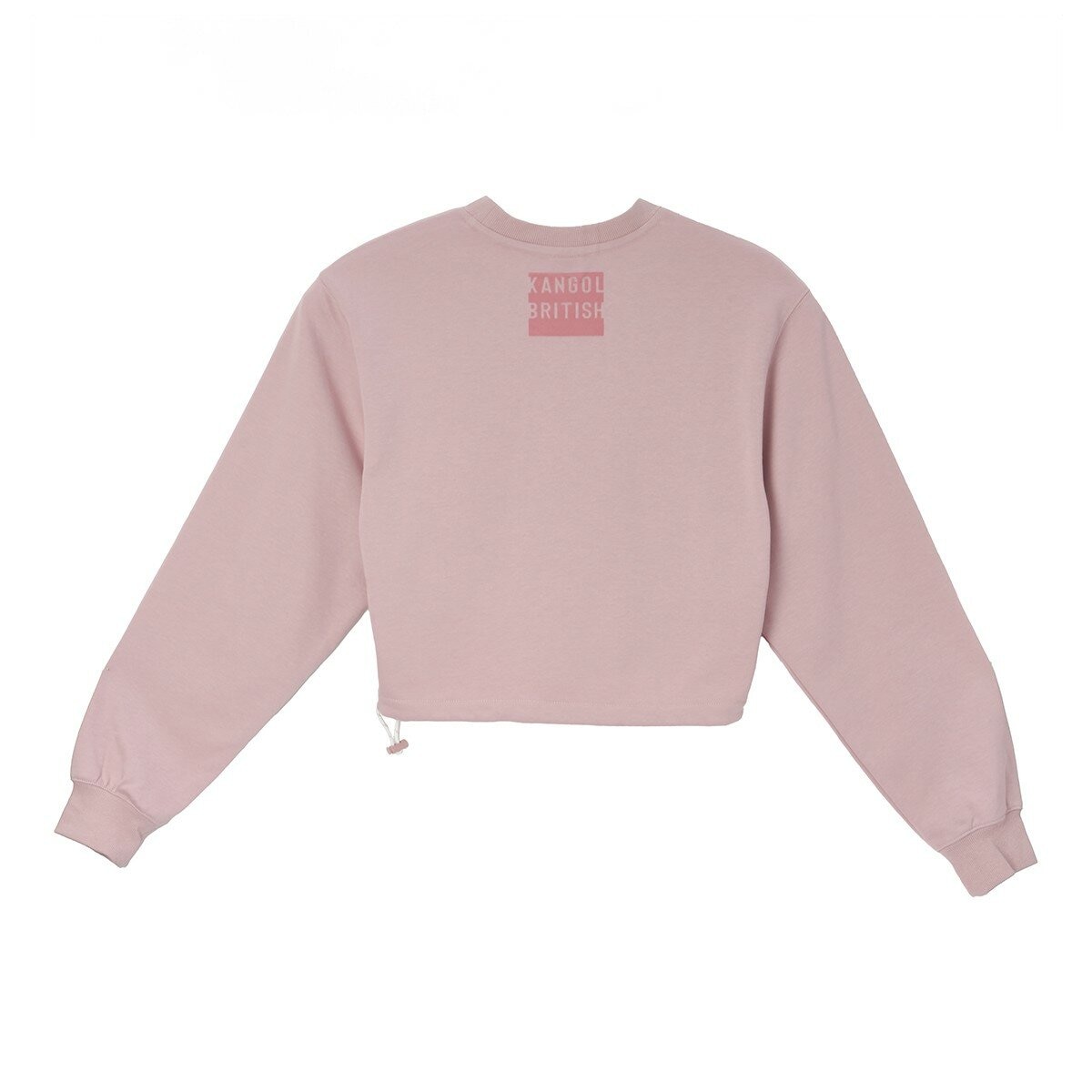 KANGOL 女長袖短版抽繩上衣 粉紅