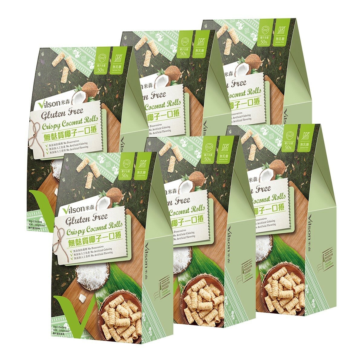 米森 無麩質椰子一口捲 20公克 X 5包 X 6盒