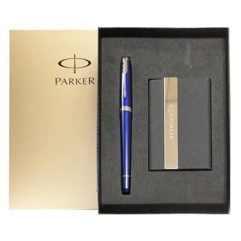 Parker 紳士星空藍白夾鋼珠筆名片禮盒