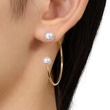 Tokyo Pearl 18K黃K金 6公釐 - 8.0公釐 Akoya 珍珠耳環