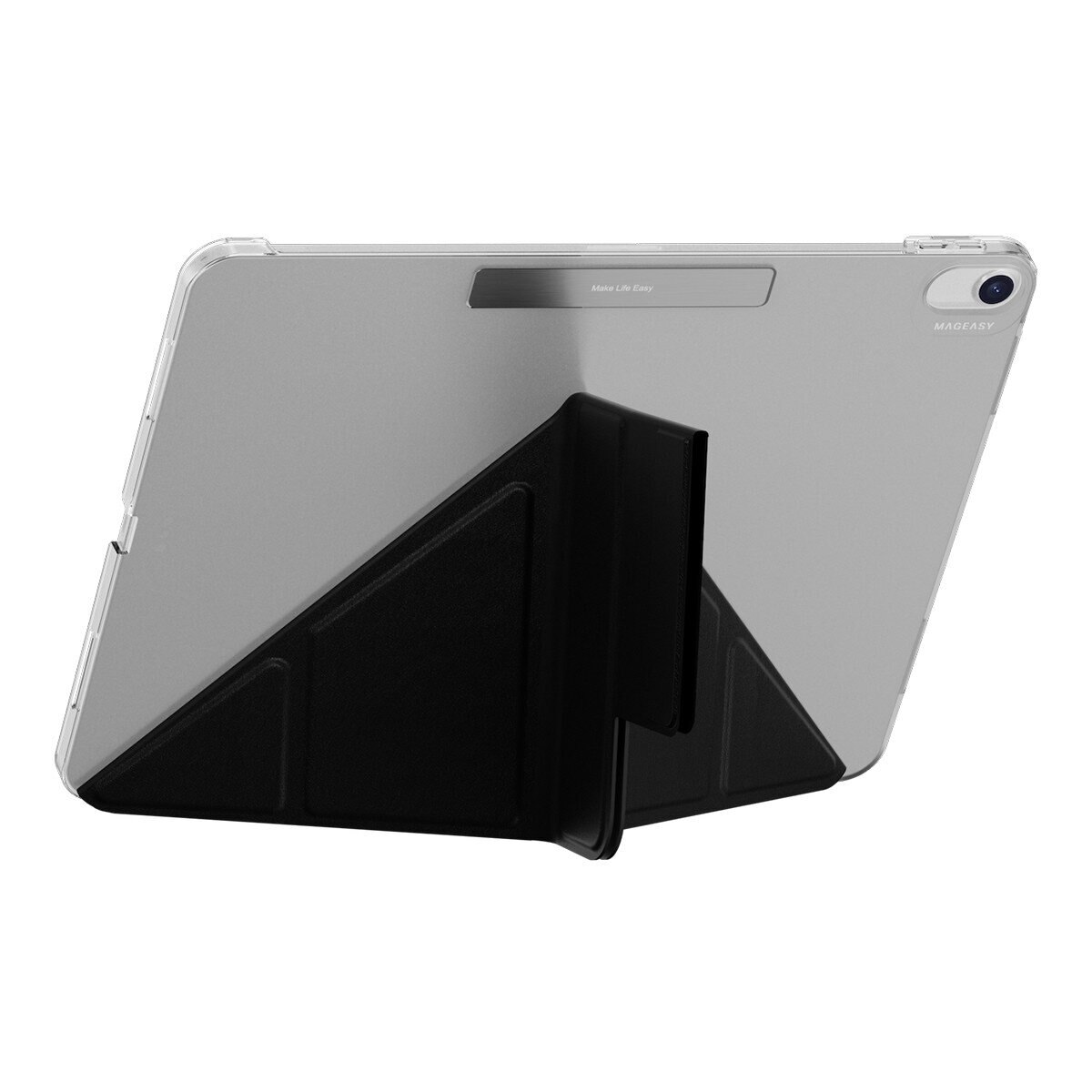 MAGEASY Facet 全方位支架透明背蓋保護套 適用於 2024 iPad Air 13吋 2025 M3 / 2024 M2 黑
