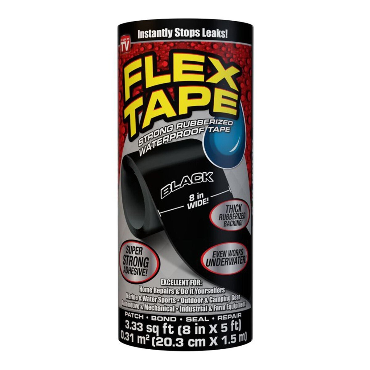 FLEX TAPE 飛速強固修補膠帶 8吋 單捲 黑色