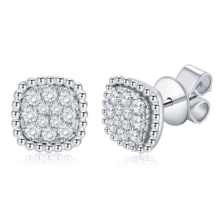 0.30 克拉 14K白K金 圓形鑽石耳環 VS2/I