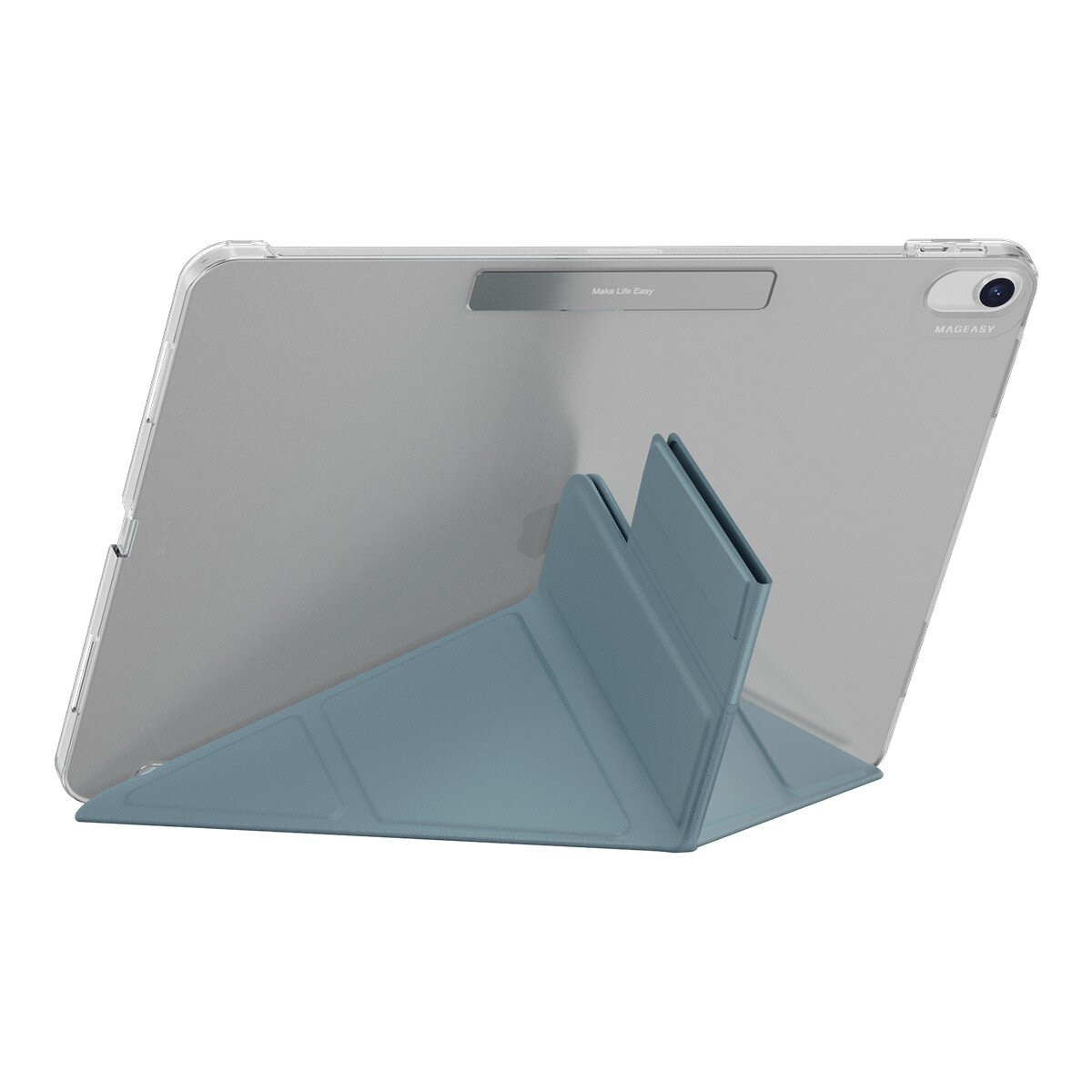 MAGEASY Facet 全方位支架透明背蓋保護套 適用於 2024 iPad Air 13吋 2025 M3 / 2024 M2 寧靜藍