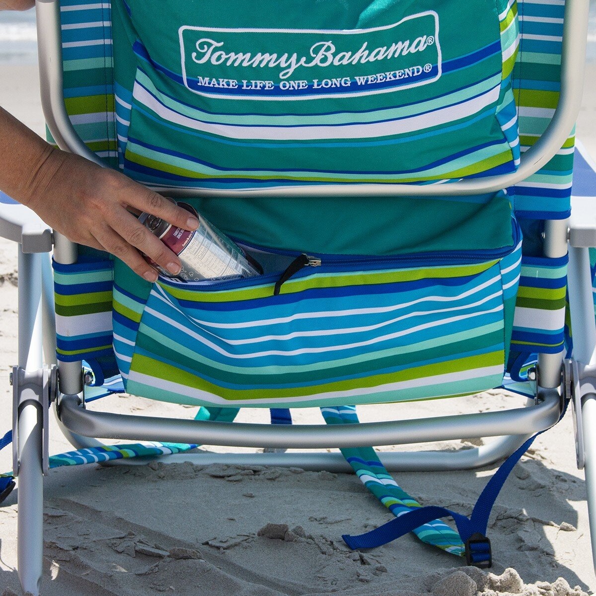 Tommy Bahama 可調式海灘椅 水藍條紋
