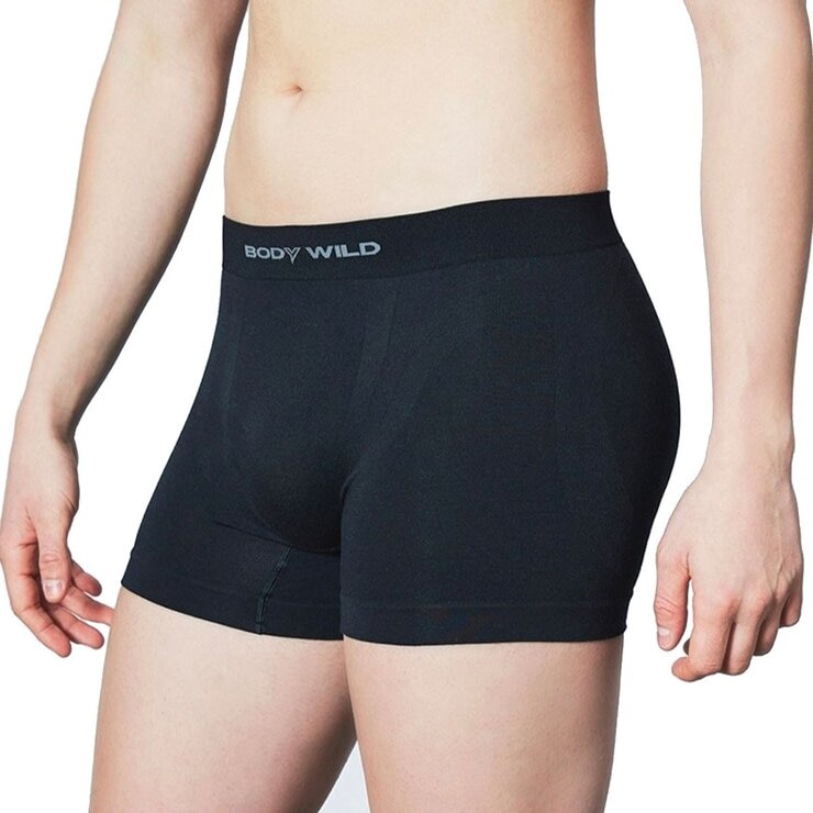 郡是 男 3D一體成型平口內褲 黑