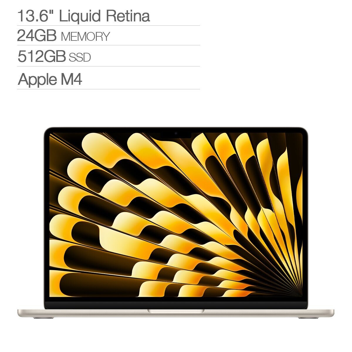 Apple 13吋 MacBook Air 搭配 Apple M4 晶片 10 核心 CPU 10 核心 GPU 24GB 512GB SSD 星光色