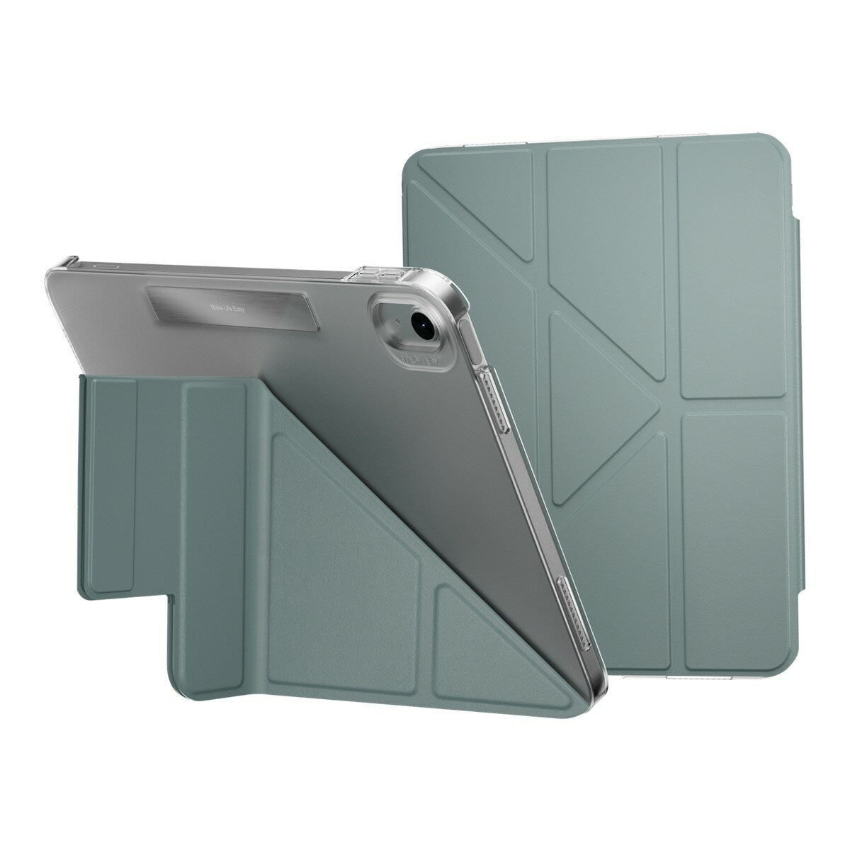 MAGEASY Facet 全方位支架透明背蓋保護套 for 2022 iPad 10 & 2025 iPad A16 深水青