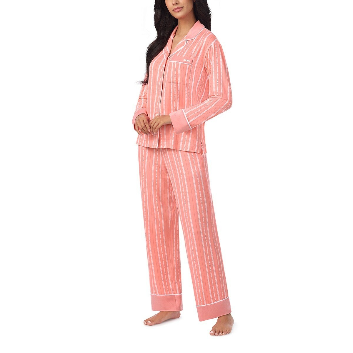 DKNY 女長袖睡衣套組 粉紅