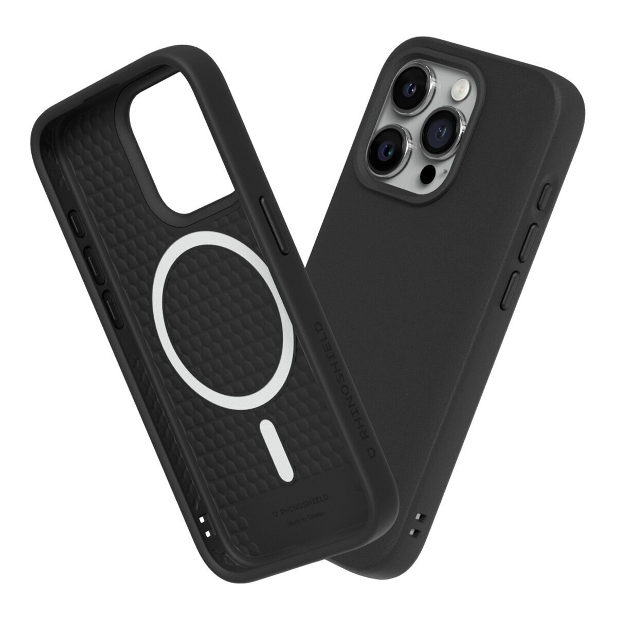 犀牛盾 iPhone 15 Pro Max SolidSuit MagSafe 兼容 經典防摔手機殼 + 9H 抗藍光鋼化玻璃保護貼 經典黑