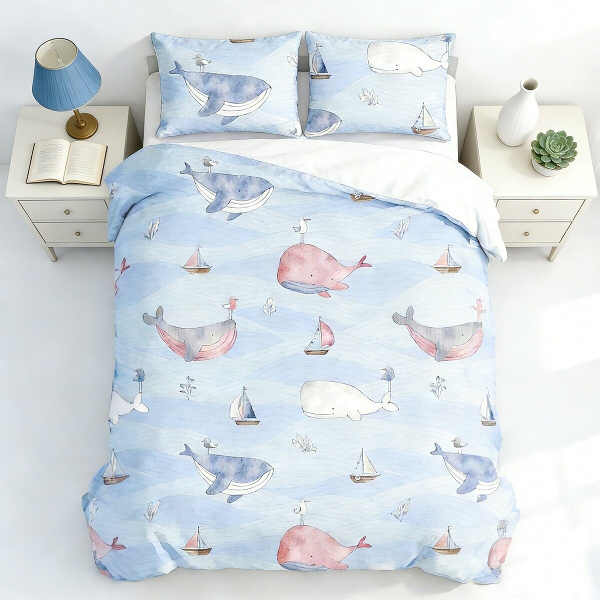 Caliphil 單人四季被附枕套 150公分 X 180公分 鯨魚樂園