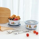 DINOTAENG 呆萌町 304不鏽鋼雙層隔熱碗 3件組 冬季