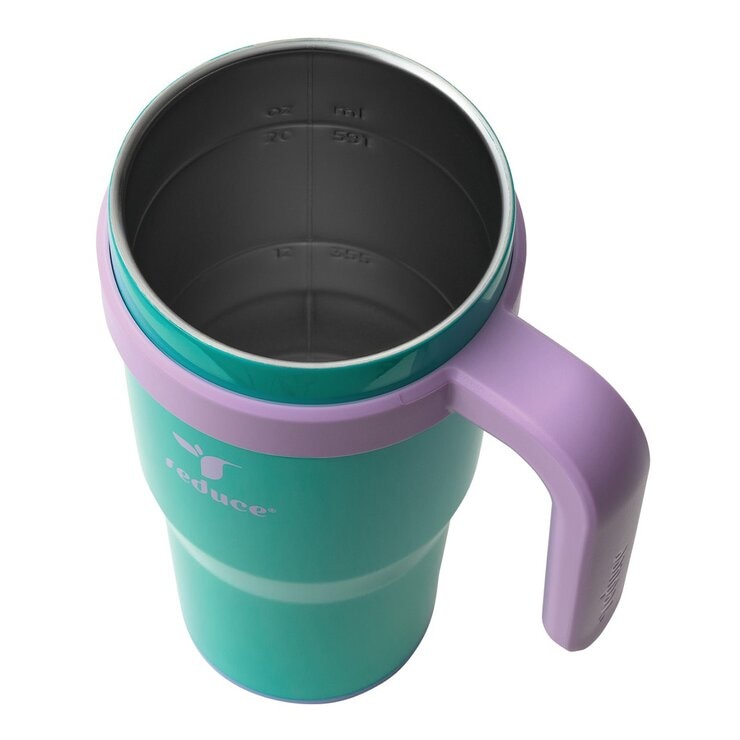 Reduce 不鏽鋼吸管隨行杯 附提把 710毫升 X 2件組 粉+綠