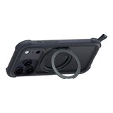 MAGEASY Odyssey Stand M 超軍規防摔磁吸支架手機殼 iPhone 17 Pro(皮革午夜) + 鏡頭保護貼Lenz(珊瑚) + Vetro 9H 鋼化玻璃保護膜