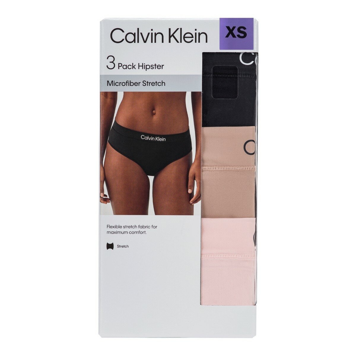 Calvin Klein 女內褲三入組 XS 黑+膚+淺粉