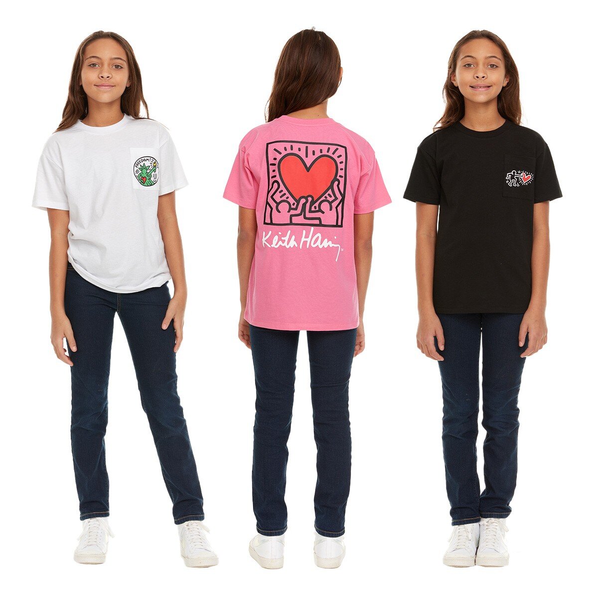 Keith Haring 兒童短袖上衣三件組 黑 L