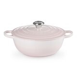 Le Creuset 琺瑯鑄鐵媽咪鍋 含鋼頭鍋蓋 28公分 貝殼粉