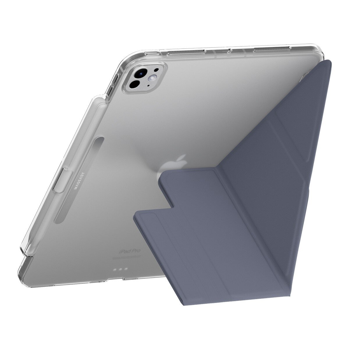 MAGEASY Facet 全方位支架透明背蓋保護套 (筆槽款) 適用於 2024 iPad Pro 11吋 阿拉斯加藍