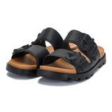 Camper 男皮革寬帶拖鞋 黑色