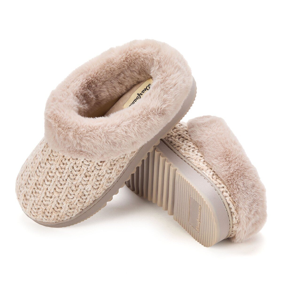 Dearfoams 女保暖休閒鞋 米