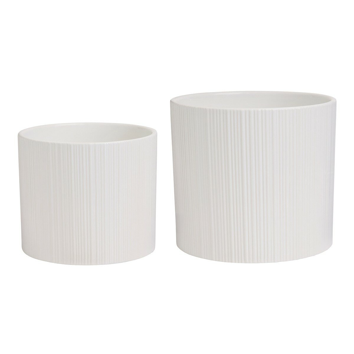 陶瓷花盆 2件組 附竹製盆架