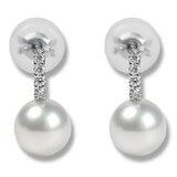 Tokyo Pearl 鉑金 6.5公釐 - 7.0公釐 Akoya 珍珠鑽石耳環