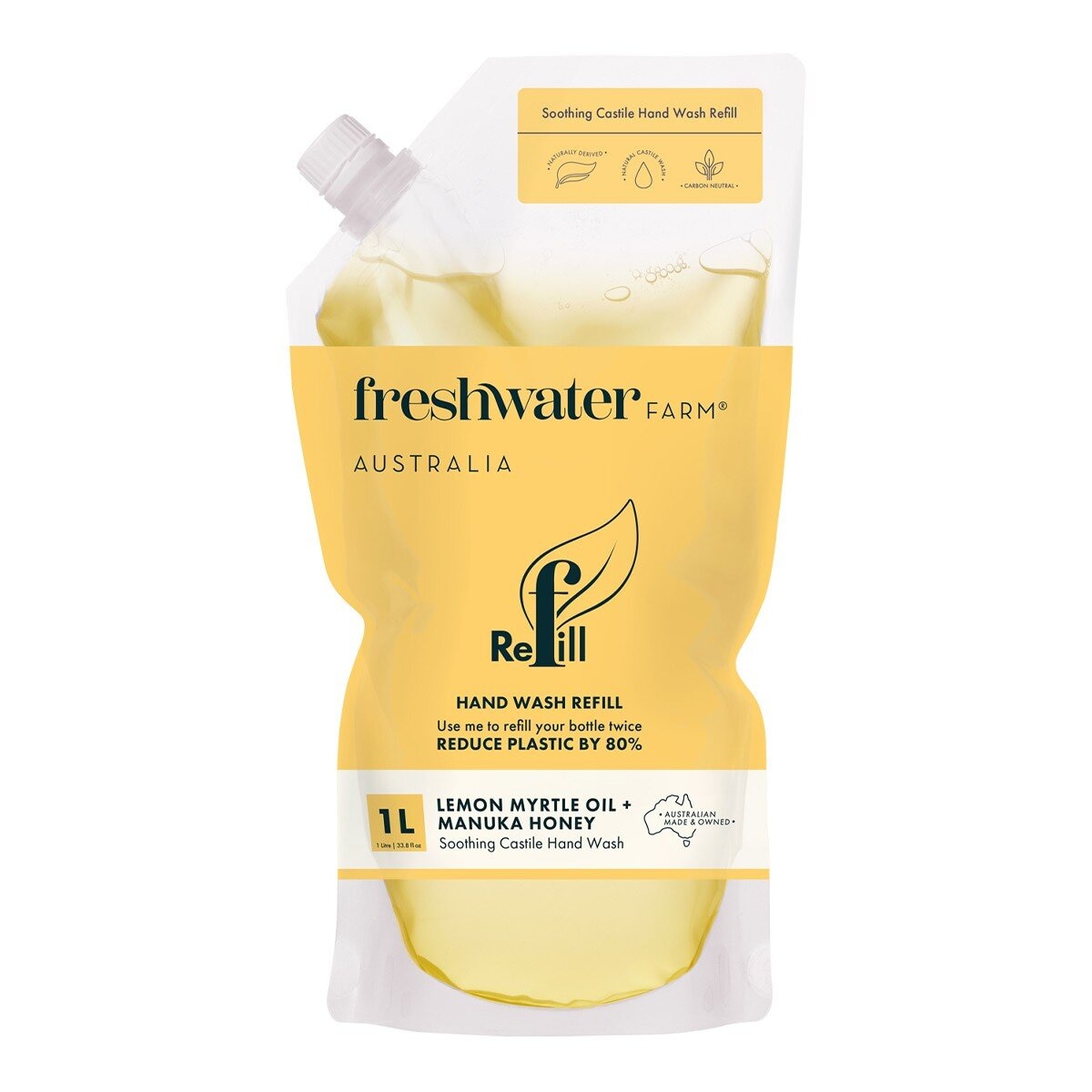 Freshwater Farm 洗手液補充包 1公升 X 4入 檸檬香桃木精油 + 麥盧卡蜂蜜