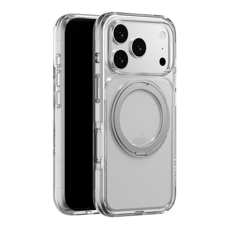 MAGEASY MagStand 360 M 磁吸旋轉支架防摔手機殼 iPhone 17 Pro(透明) + 鏡頭保護貼Lenz(炫彩) + Vetro 9H 鋼化玻璃保護膜