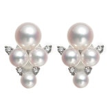 Tokyo Pearl 0.1克拉 18K白K金 3.5公釐 - 6.0公釐 Akoya珍珠鑽石耳環 - 139123
