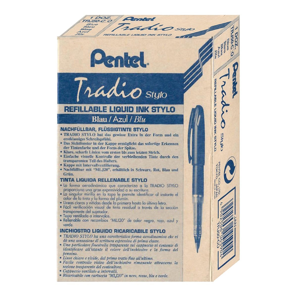 Pentel Tradio 德拉迪塑膠鋼筆 3支 藍