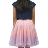 Zunie 女童牛仔拼接洋裝 粉紫漸層 6T
