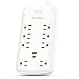 CyberPower 防突波 8 插座 2 USB 充電延長線