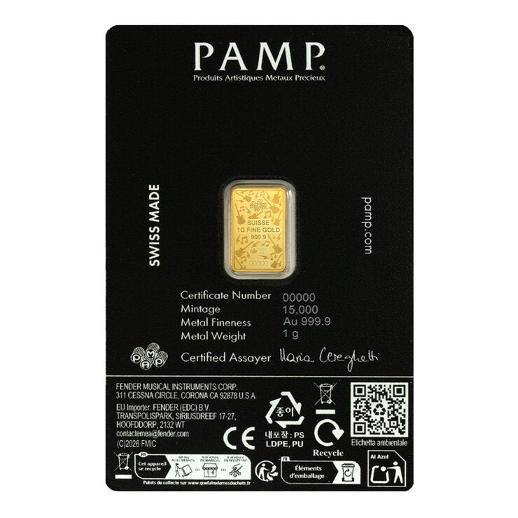 PAMP Fender 吉他 80週年紀念黃金條塊 999.9純金 1公克