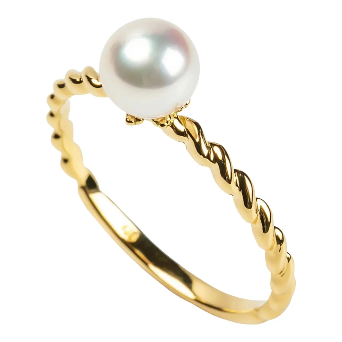Tokyo Pearl 18K黃K金 5.5公釐 - 6.0公釐 Akoya 珍珠戒指