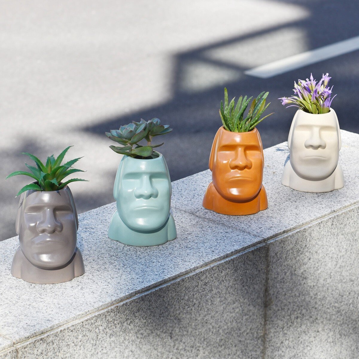 摩艾花盆 4入組