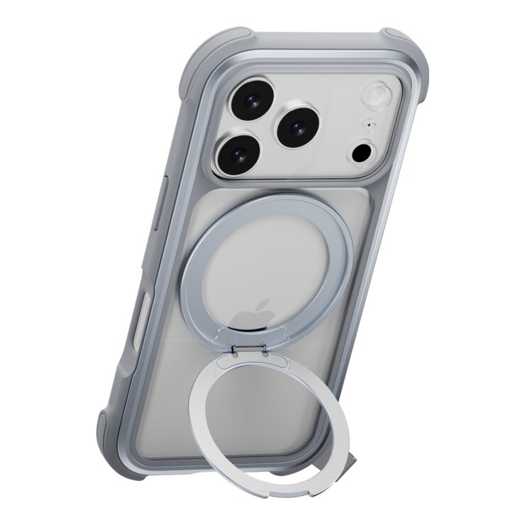 MAGEASY Odyssey Stand M 超軍規防摔磁吸支架手機殼 iPhone 17 Pro(迷霧) + 鏡頭保護貼Lenz(午夜) + Vetro 9H 鋼化玻璃保護膜