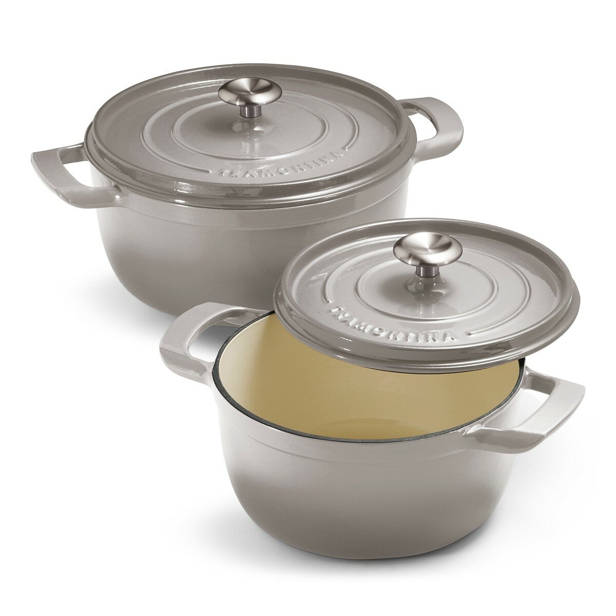 Tramontina 雙耳圓形鑄鐵鍋 含鋼頭鍋蓋 X 4件組 灰