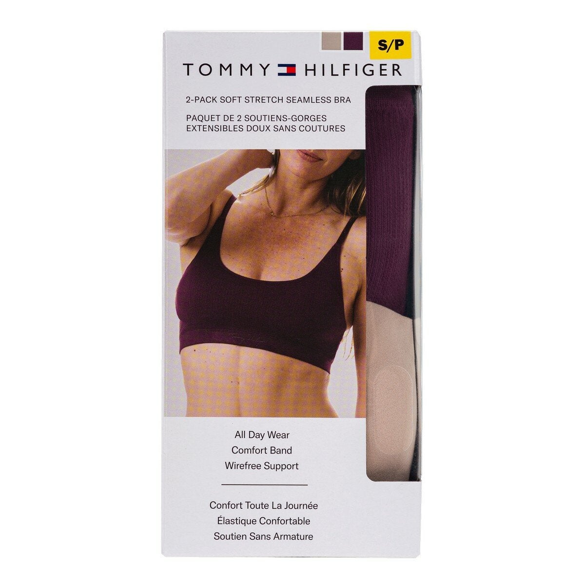 Tommy Hilfiger Women's Wire-free Bra 2-pack S Nude+Purple