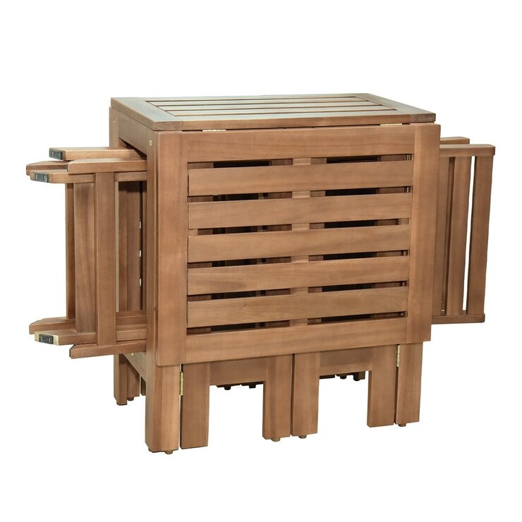 木製折疊桌椅三件組