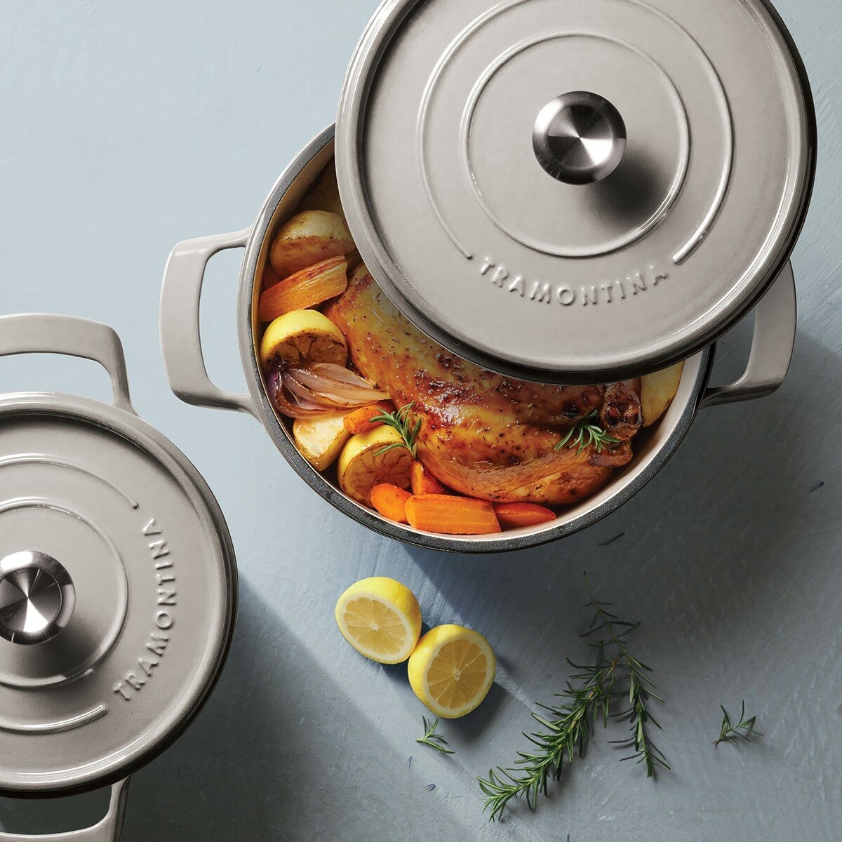 Tramontina 雙耳圓形鑄鐵鍋 含鋼頭鍋蓋 X 4件組 灰