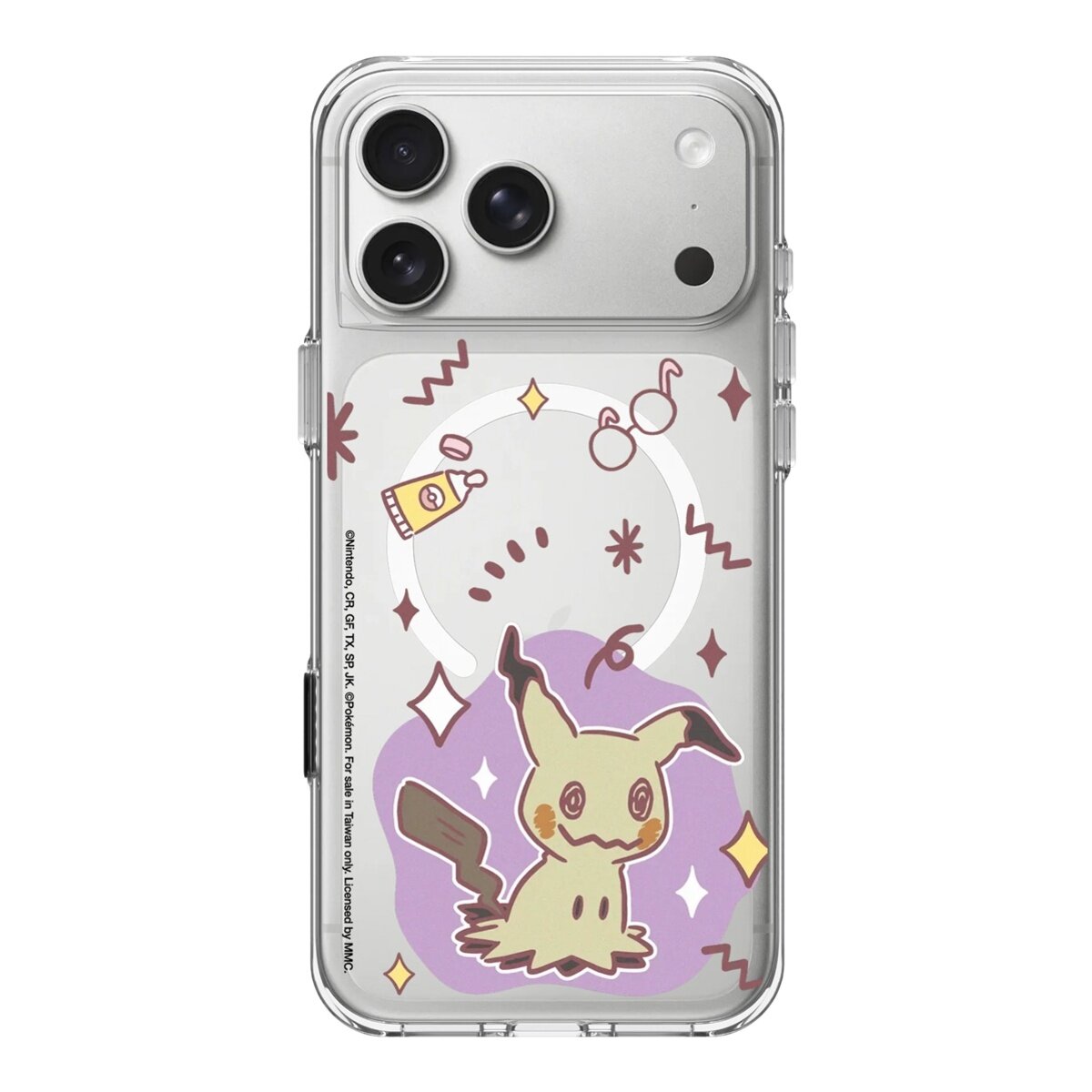 犀牛盾 iPhone 17 Pro Max Clear (MagSafe兼容) 抗黃化透明防摔手機殼 寶可夢 暖色系列 謎擬Q + 9H 抗藍光鋼化玻璃保護貼