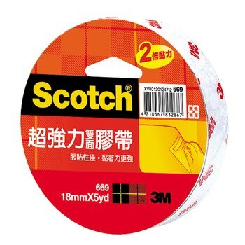 3M Scotch 超強力雙面棉紙膠帶 #669 - 18公釐 x 5碼 36入 3M Scotch 超強力雙面棉紙膠帶 #669 - 18公釐 x 5碼 36入