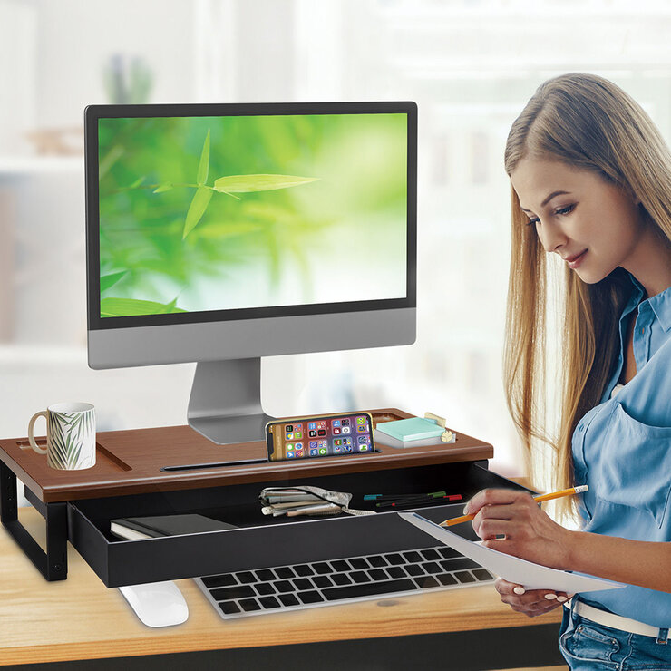 HAWK MONITOR STAND可調高度螢幕置物架含抽屜54 X 24 X高10-15 CM