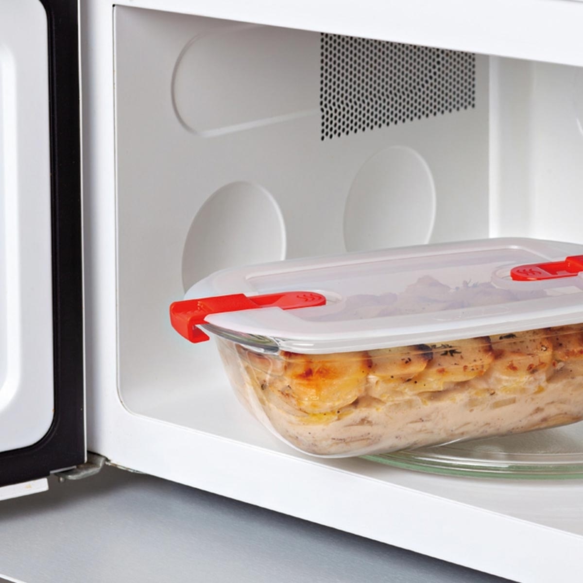 O Cuisine 耐熱玻璃保鮮盒含蓋四件組 長方形 1.1L