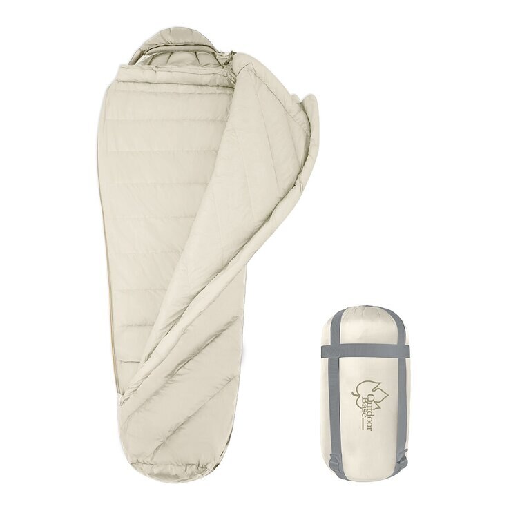 OutdoorBase 600FP 成人羽絨睡袋 卡其色 左拉鍊