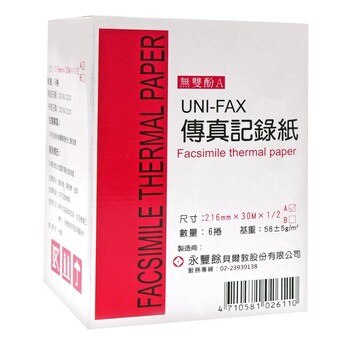 UNI-FAX 傳真紀錄紙 6 卷 UNI-FAX 傳真紀錄紙 6 卷