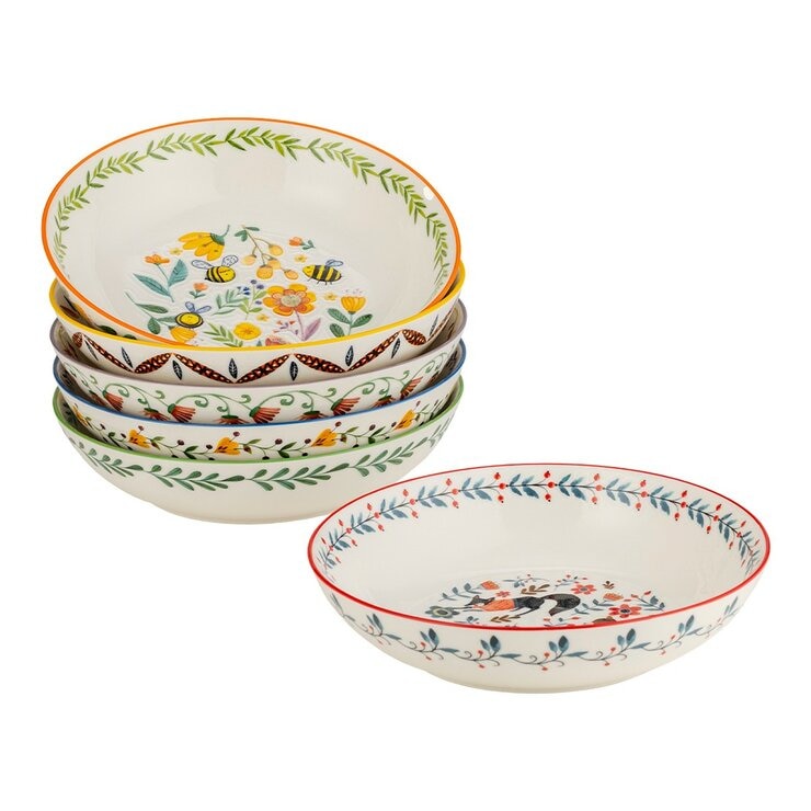 Signature 森林動物彩繪陶碗 X 6件組