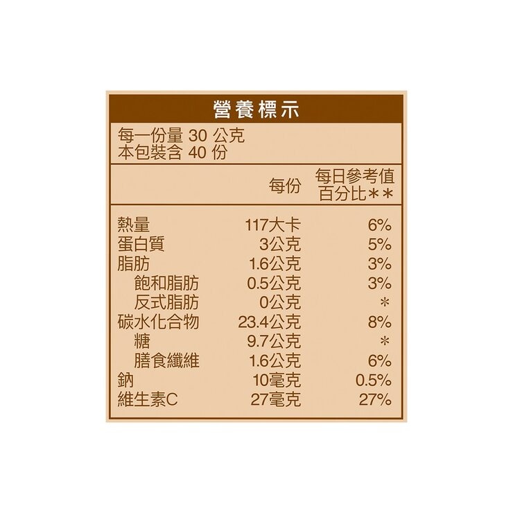 桂格 蔬果纖穀粉(綜合堅果風味) 30公克 X 40包 桂格 蔬果纖穀粉(綜合堅果風味) 30公克 X 40包